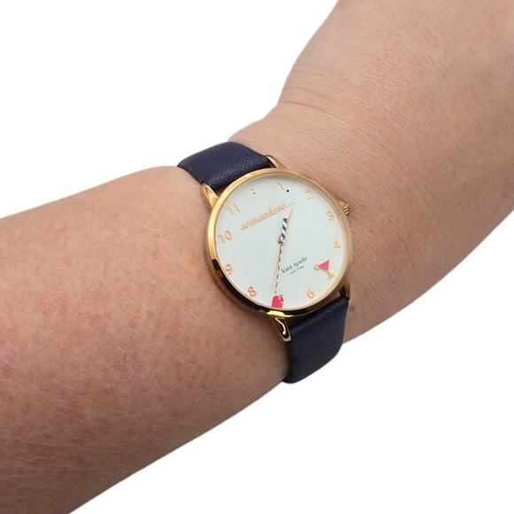 Kate Spade “Somewhere…” Margarita Navy Leather Watch - Picture 2 of 7